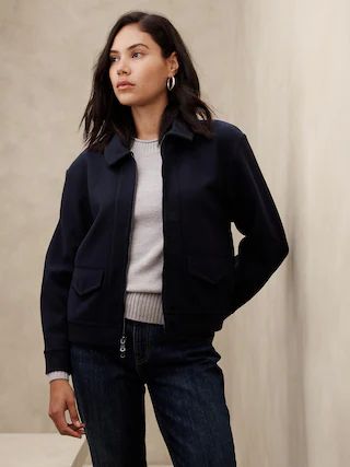 Melton Volume-Sleeve Jacket | Banana Republic Factory