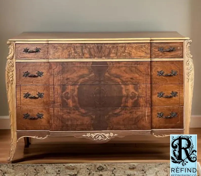 Stunning Hand Painted 1930s Joern’s Brothers Burl Chest of Drawers With Mirror - Etsy | Etsy (US)