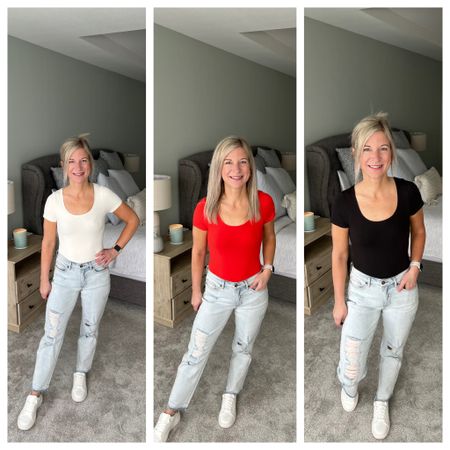 I’m kind of obsessed with these short-sleeved bodysuits! #walmartpartner I’ve dressed them up with some earrings, nicer shoes and a nice pair of jeans AND thrown a on pair of jean shorts and some white shoes for a more casual look!  I wore the cream colored one to my daughter’s field day and the red one on a dinner date with my husband! I LOVE a versatile shirt! @walmartfashion #walmartfinds #walmartoutfit

➡️ I went with my normal size! So I would say they run true to size! 

➡️ All items are linked here too in my LTK shop - https://liketk.it/4H9ai

.
.
.
#walmartfashion #walmart #walmartfinds #WalmartFashion #WalmartOutfit #casualoutfit #WalmartHaul #FashionHaul #MomOutfit #OOTD #summerfashion 

Follow my shop @jamielynns.journey on the @shop.LTK app to shop this post and get my exclusive app-only content!

#liketkit  #LTKunder50 #LTKstyletip @shop.ltk - https://liketk.it/4H9ai

#LTKFindsUnder50 #LTKSeasonal #LTKStyleTip