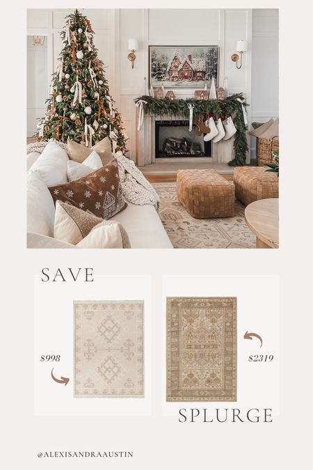 Save or splurge on my living room rug! This rug dupe is also on sale for a limited time 

Home finds, living room style, area rug, deals of the day, cozy Christmas style, neutral area rug, Pottery Barn Christmas, Serena and Lily, aesthetic home, neutral style, light and bright, sale alert, neutral Christmas vibes, shop the look!

#LTKHoliday #LTKsalealert #LTKSeasonal