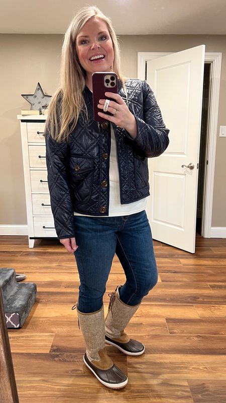 I love love love this jacket! It’s super soft, not plastic-y or pleather-y. Wearing a medium! Jeans are American Eagle in the wash Dark Atlantic in size 10!
Boots are MarleyLilly- exact pair is sold out. I’ll link a shorter pair I have! 

#LTKunder50 #LTKcurves #LTKSeasonal