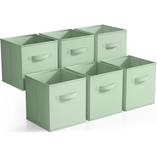Sorbus Foldable Storage Cubes - 6 Pack, 11 Inch, Sage Green, Fabric, Foldable, Storage and Organization, Versatile Use, Collapsible Storage, Lightweight and Durable | Amazon (US)