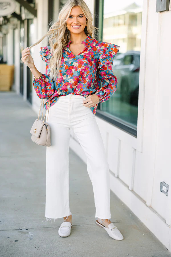 Take Your Love Blue Floral Blouse | The Mint Julep Boutique