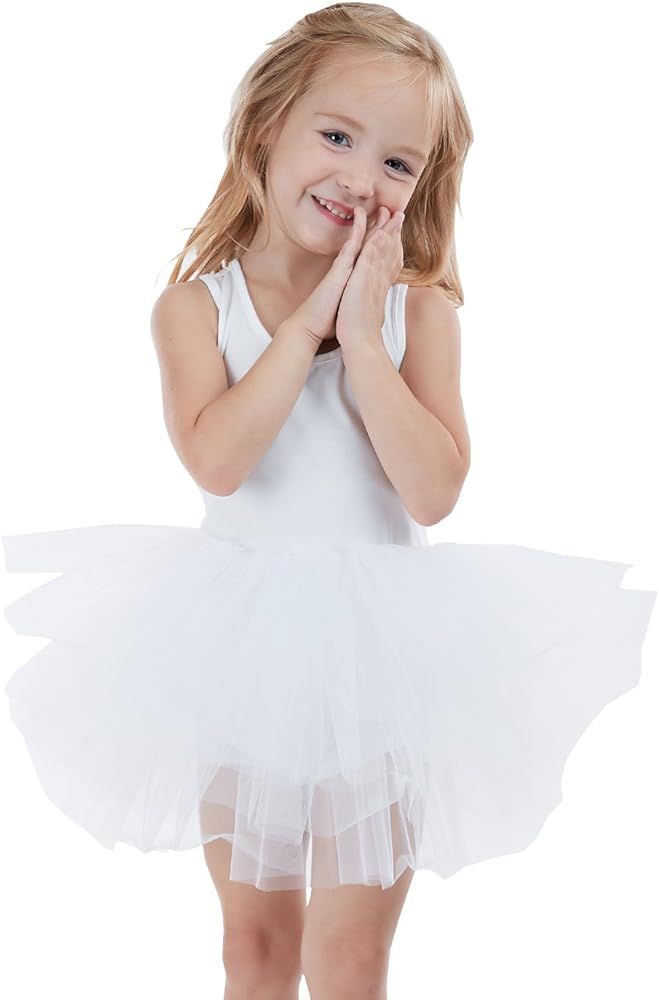 Girls' Camisole Dance Tutu Leotard with Fluffy 4-Layers Ballet Dress for Ballerina (18 Months - 7... | Amazon (US)