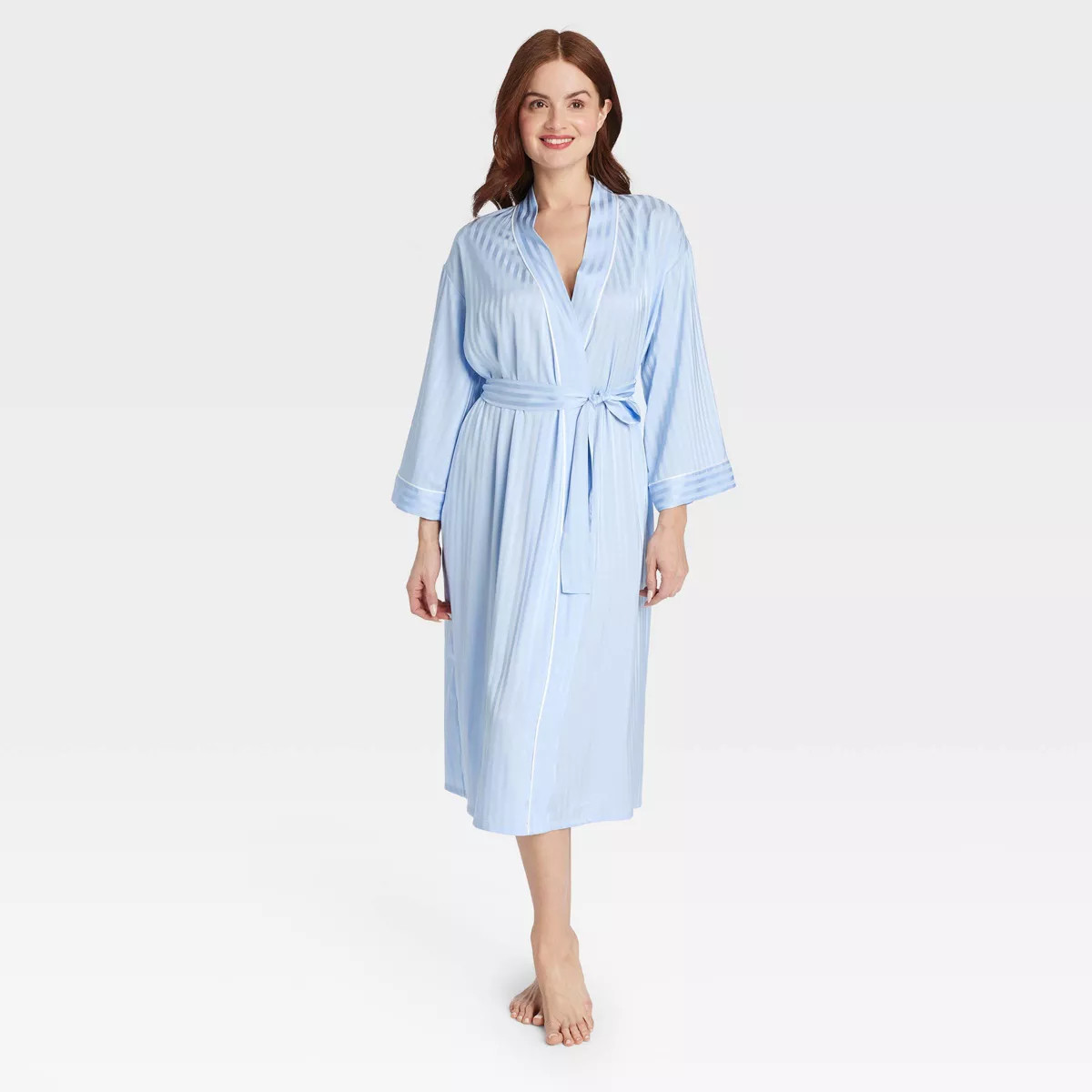 Women's Luxury Collection Shadow Striped Long Satin Robe - Auden™ | Target