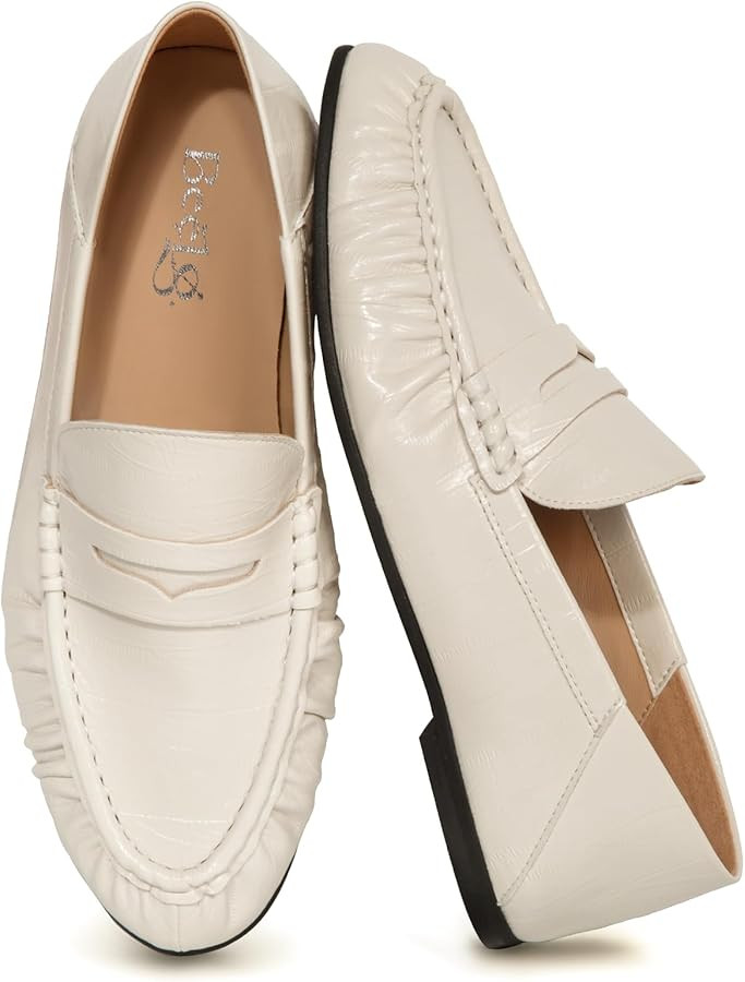 Penny Loafers for Women Suede Flats Shoes Casual Loafer Dressy Vintage Work Business Flat Shoe | Amazon (US)