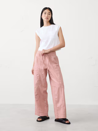 Wide-Leg Mid-Rise Cargo Pull-On Jean | Banana Republic Factory | Banana Republic Factory