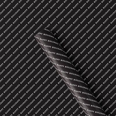 25 sq ft Metallic 'Happy Holidays' Christmas Gift Wrap White/Black - Wondershop™ | Target