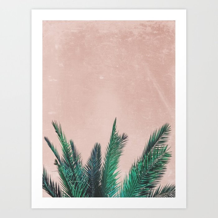 Tropical Leaves on Pink Art Print | Society6