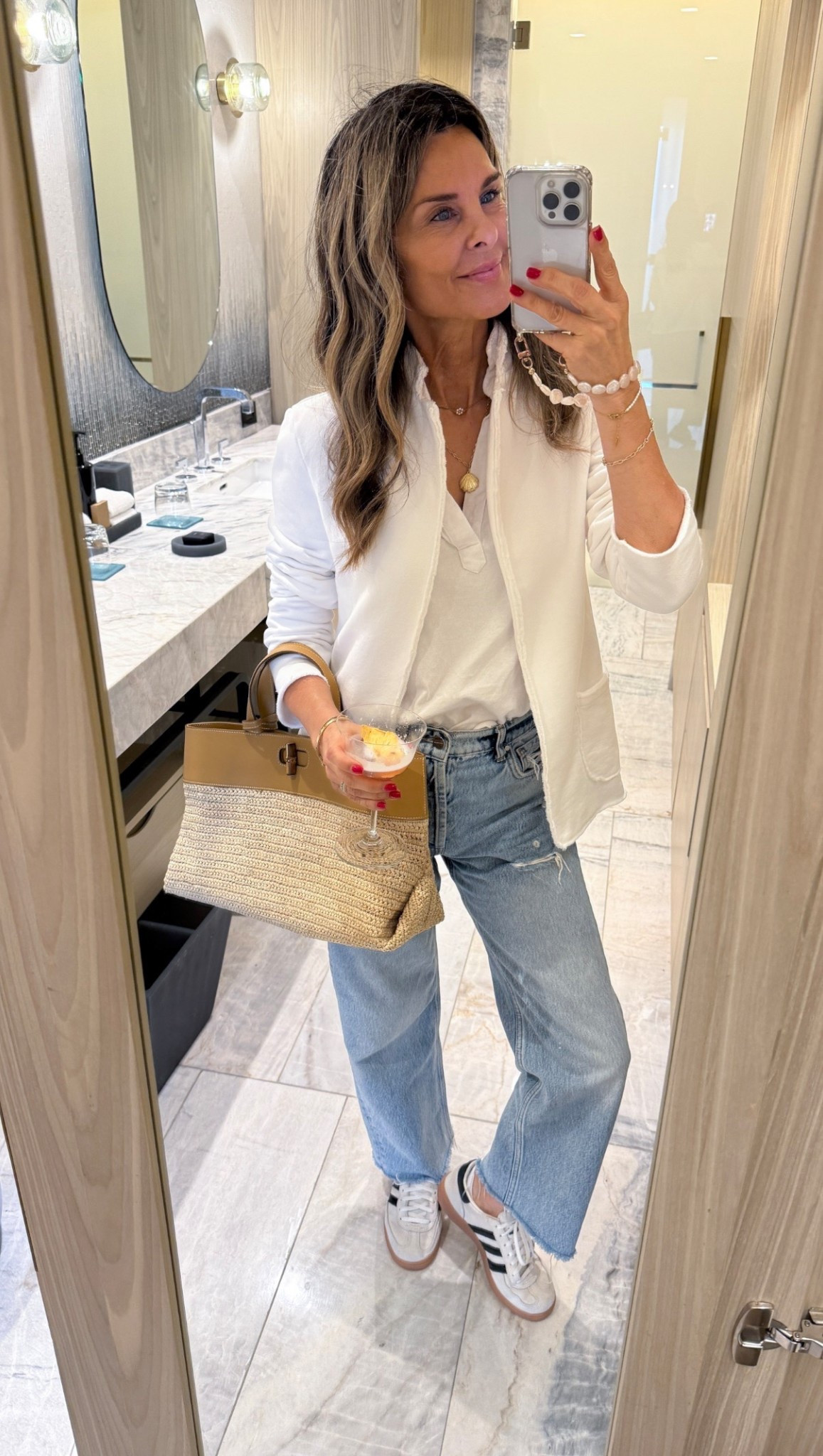 -Frank & Eileen Dublin blazer. (So many compliments on it) sz XS fits perfectly  
-Patrick jersey top XS or S 
-AB jeans TTS 
-bag on my shopmy https://go.shopmy.us/p-20282380

#LTKTravel #LTKOver40