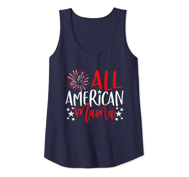 Womens 4th of July Family Matching Shirts All American Mama Tank Tank Top | Amazon (US)