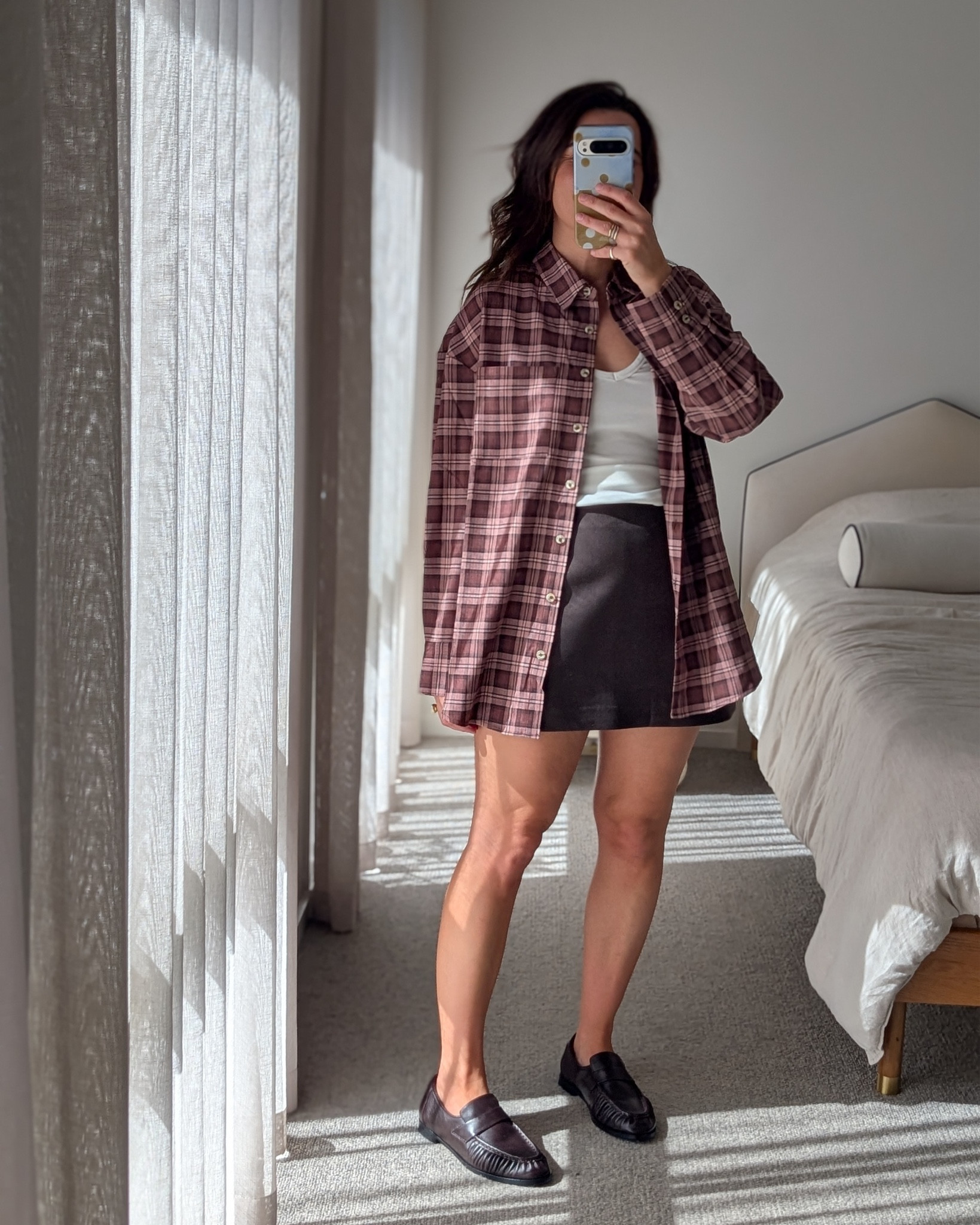 Played around with shirts and loafers today with my trusty skort.

Check shirt featured @featherandnoise 
I wear an 8, 
Dissh shirt size 6
Skort size 10
Loafers run TTS and are incredibly comfortable 

#LTKaustralia