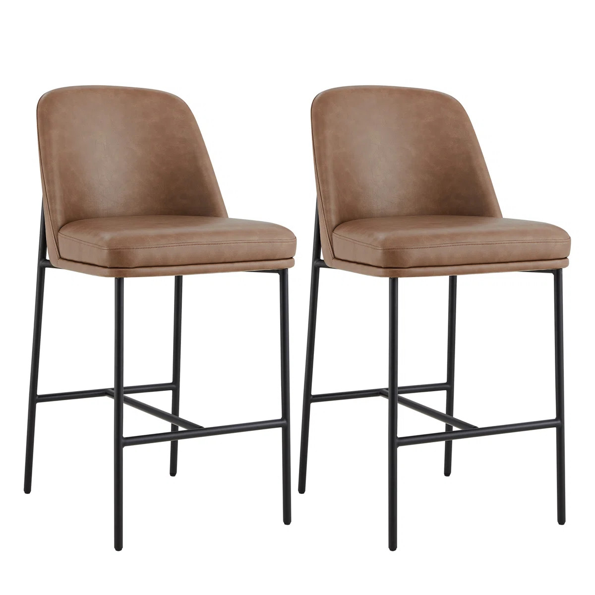 Angelick Upholstered Counter Stool with Metal Frame (Set of 2) | Wayfair North America