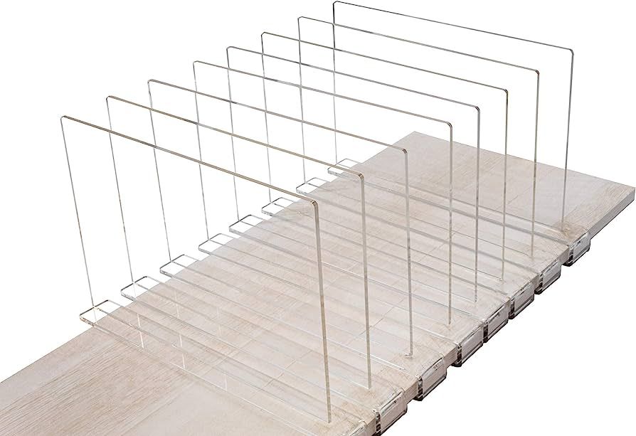 A & R 8 Pack Acrylic Shelf Dividers for Closet - Clear Shelf Organizer for Clothes - Adjustable S... | Amazon (US)