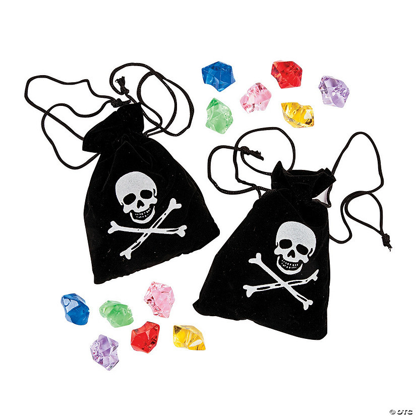 Pirate Drawstring Bags with Jewels - 12 Pc. | Oriental Trading Company