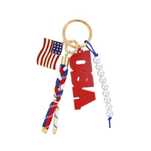 Madison Tyler American Flag Keychain for Women | Red White Blue Bag Charm for Handbags | USA 4th of July Patriotic Purse Charms | Amazon (US)
