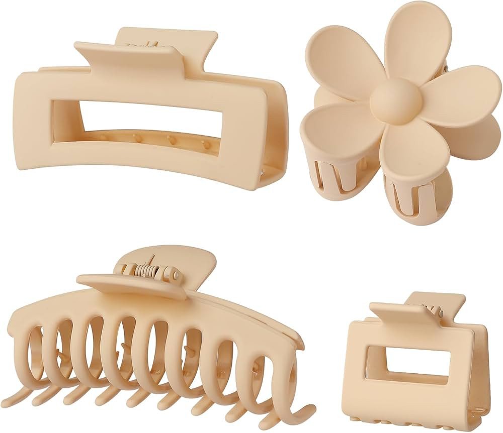 4 Pack Claw Clips Flower Hair Clips Banana Hair Claws Large and Small Rectangular Hair Clips for ... | Amazon (US)