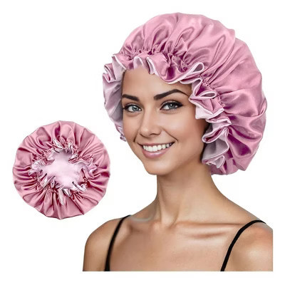 Anna-Kaci Satin Sleep Bonnet Elasticity Wide Band Silky Hair Protection - Pink | Target