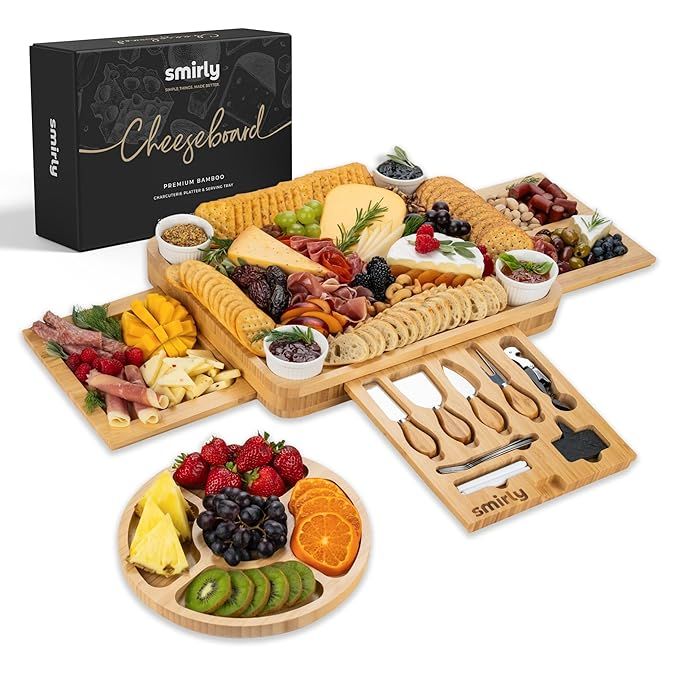 SMIRLY Charcuterie Boards Gift Set: Charcuterie Board Set, Bamboo Cheese Board Set - House Warmin... | Amazon (US)