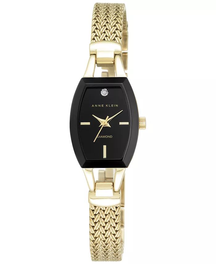 Anne Klein Women's Black Gold-Tone Mesh Bracelet Watch 19mm AK-2184BKGB - Macy's | Macys (US)