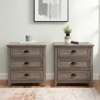 Middlebrook 3-Drawer Farmhouse Nightstands, Set of 2 - Grey Wash | Bed Bath & Beyond