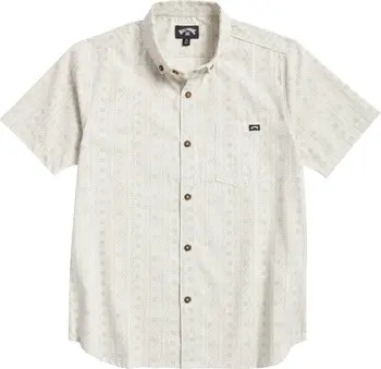 Billabong Kids' Sundays Short Sleeve Organic Cotton Blend Button-Down Shirt | Nordstrom | Nordstrom