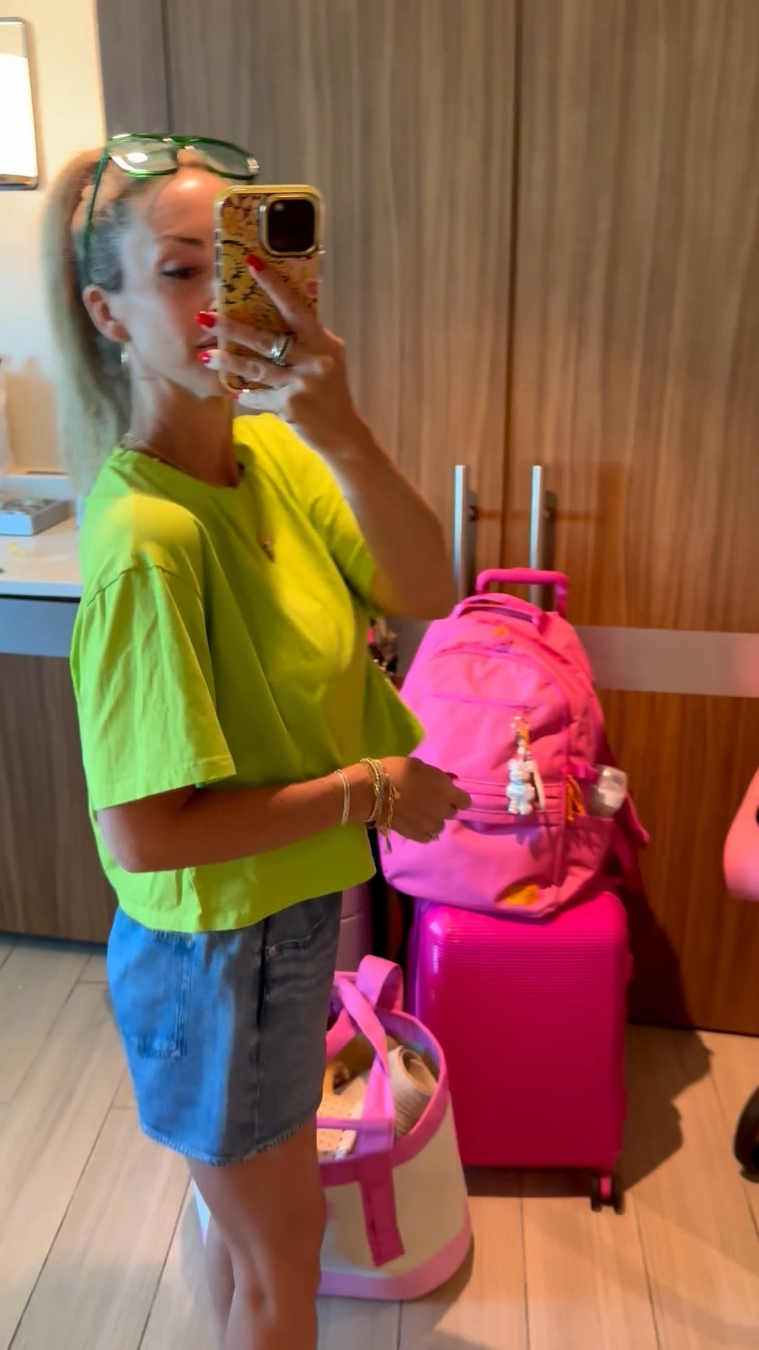 After 10 days & 4 different hotels, The Pride Tribe is headed home. ✌🏼
Wearing the comfiest shorts to ride home in. Look like denim, feel like sweats  

#LTKTravel #LTKgrwm #LTKootd