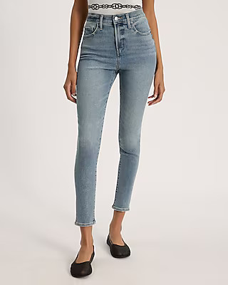High Waisted Light Wash Hyper Sculpt Skinny Jeans | Express