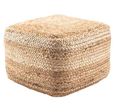 Square Hand Braided Jute Pouf | Pottery Barn (US)