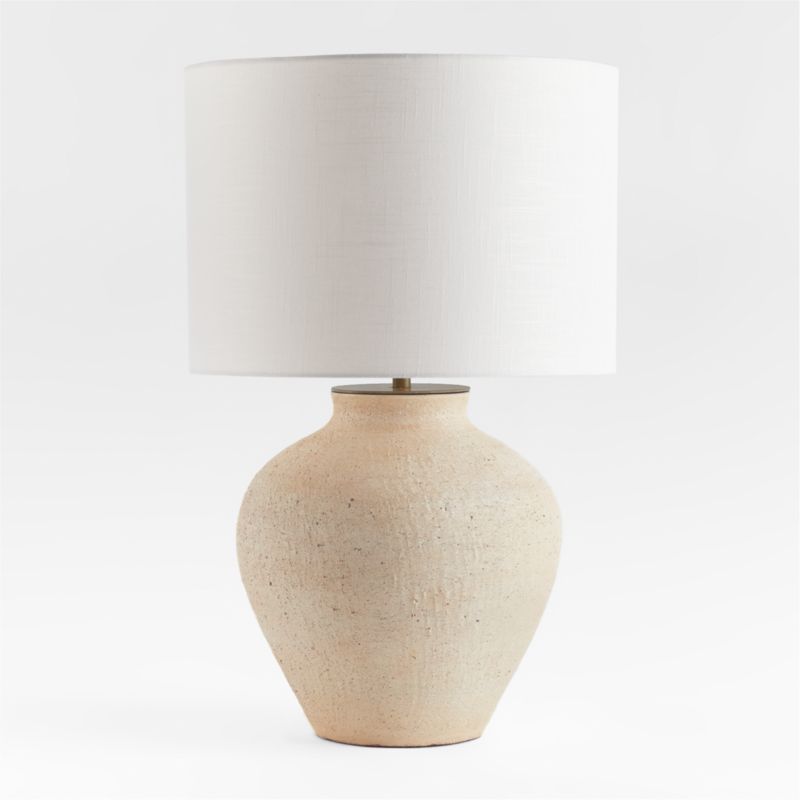 Corfu Cream Table Lamp with Linen Drum Shade Bedroom Lighting + Reviews | Crate & Barrel | Crate & Barrel