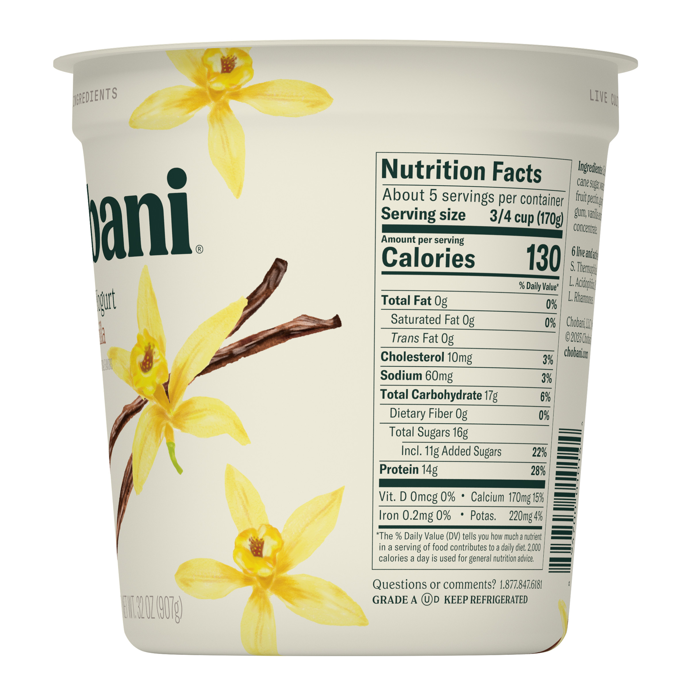 Chobani Non-Fat Greek Yogurt, Vanilla 32 Oz Tub - Walmart.com | Walmart (US)