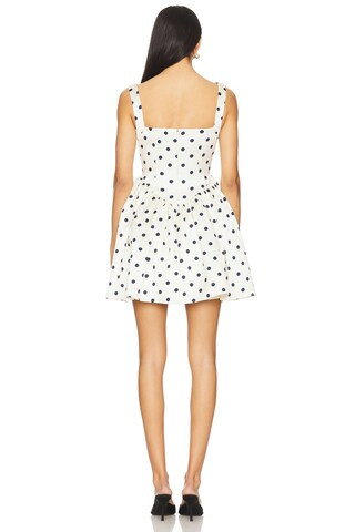 Polka Dot Satin Mini Dress in Cream | Revolve Clothing (Global)
