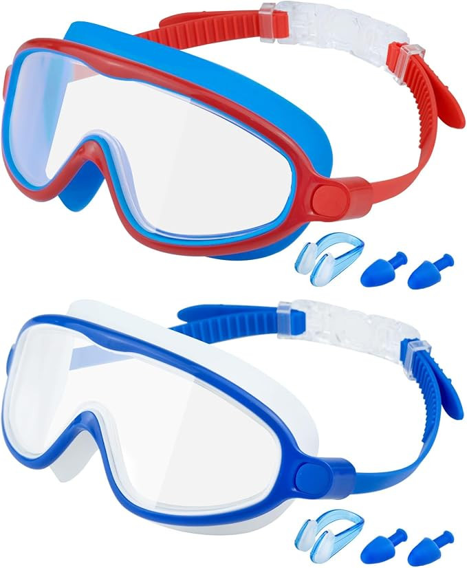 Swim Goggles 2 Pack, Wide View Anti Fog&UV Swimming Goggles for Audlt, No Leak Pool Beach Essenti... | Amazon (US)