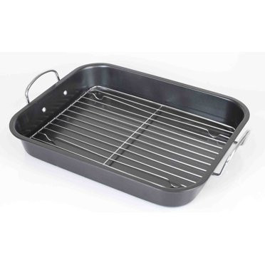 Mainstays Nonstick Roasting Pan with Nonstick Roasting Rack, Copper & Black, 17.5"L x 12.75"W x 2... | Walmart (US)