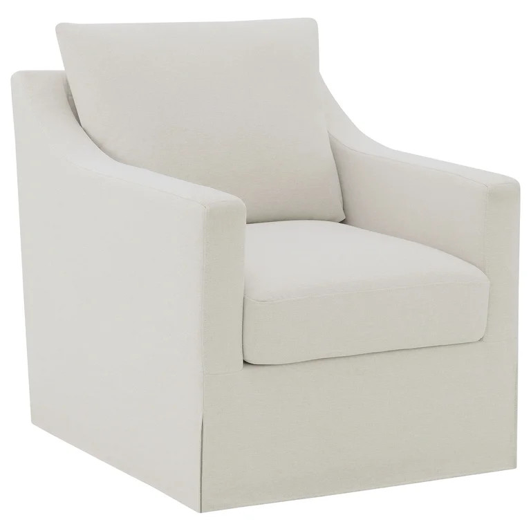 Winter Fabric Upholstered Sloped Arm Accent Swivel Chair Beige | Walmart (US)