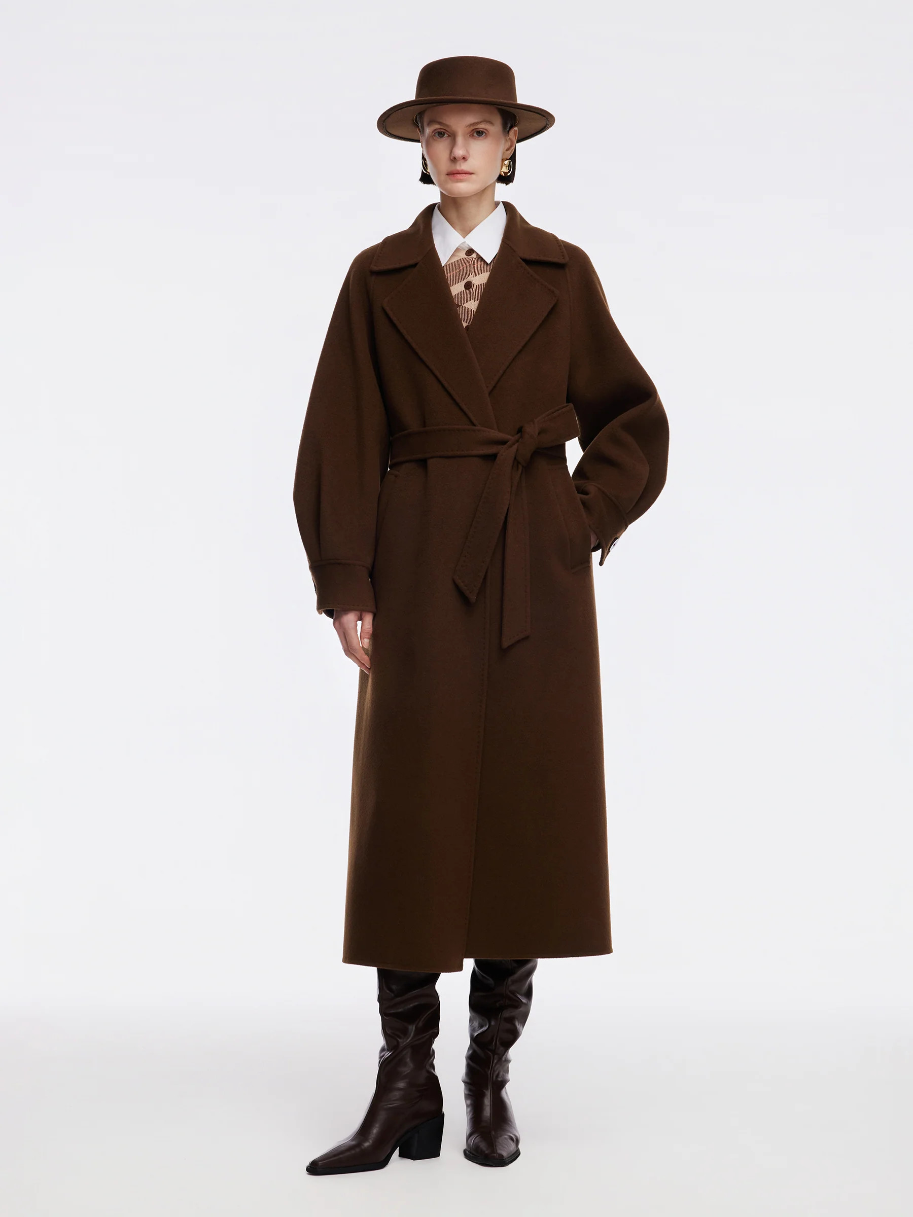 Cashmere Wool Double-Faced Women Wrap Overcoat | GOELIA