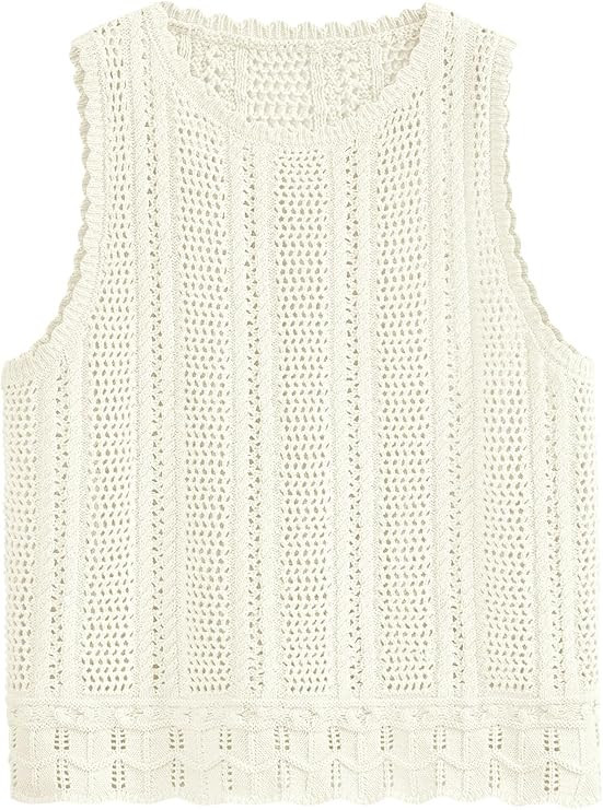 KIRUNDO Beach Vacation Clothes for Women Spring Summer Crochet Sweater Vest Tank Tops Cover Ups R... | Amazon (US)