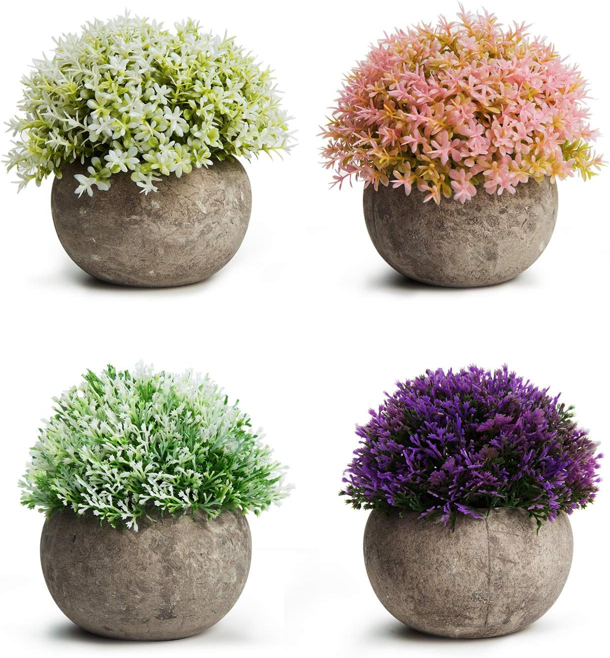 Jelofly Artificial Plants Potted Faux Fake Mini Plant Colorful Flower Topiary Shrubs in Gray Pot ... | Amazon (US)