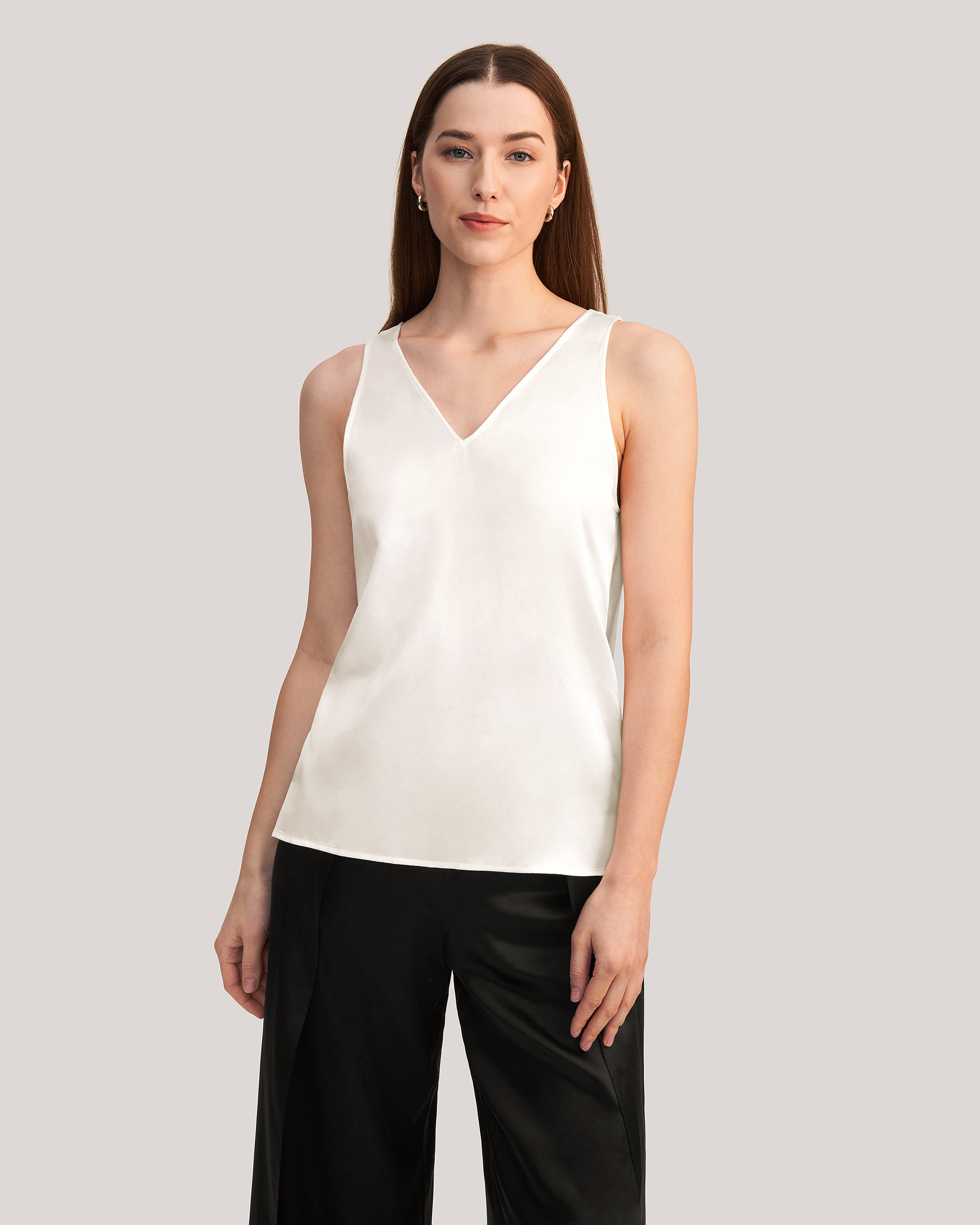 V-Neck Sleeveless Silk Tank Top | LilySilk