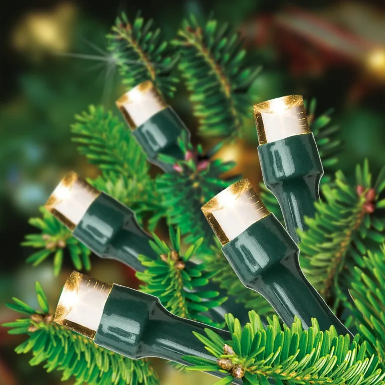 Indoor/Outdoor 50-Count Battery-Operated LED 8-Function Micro Christmas String Lights, Warm White... | Walmart (US)