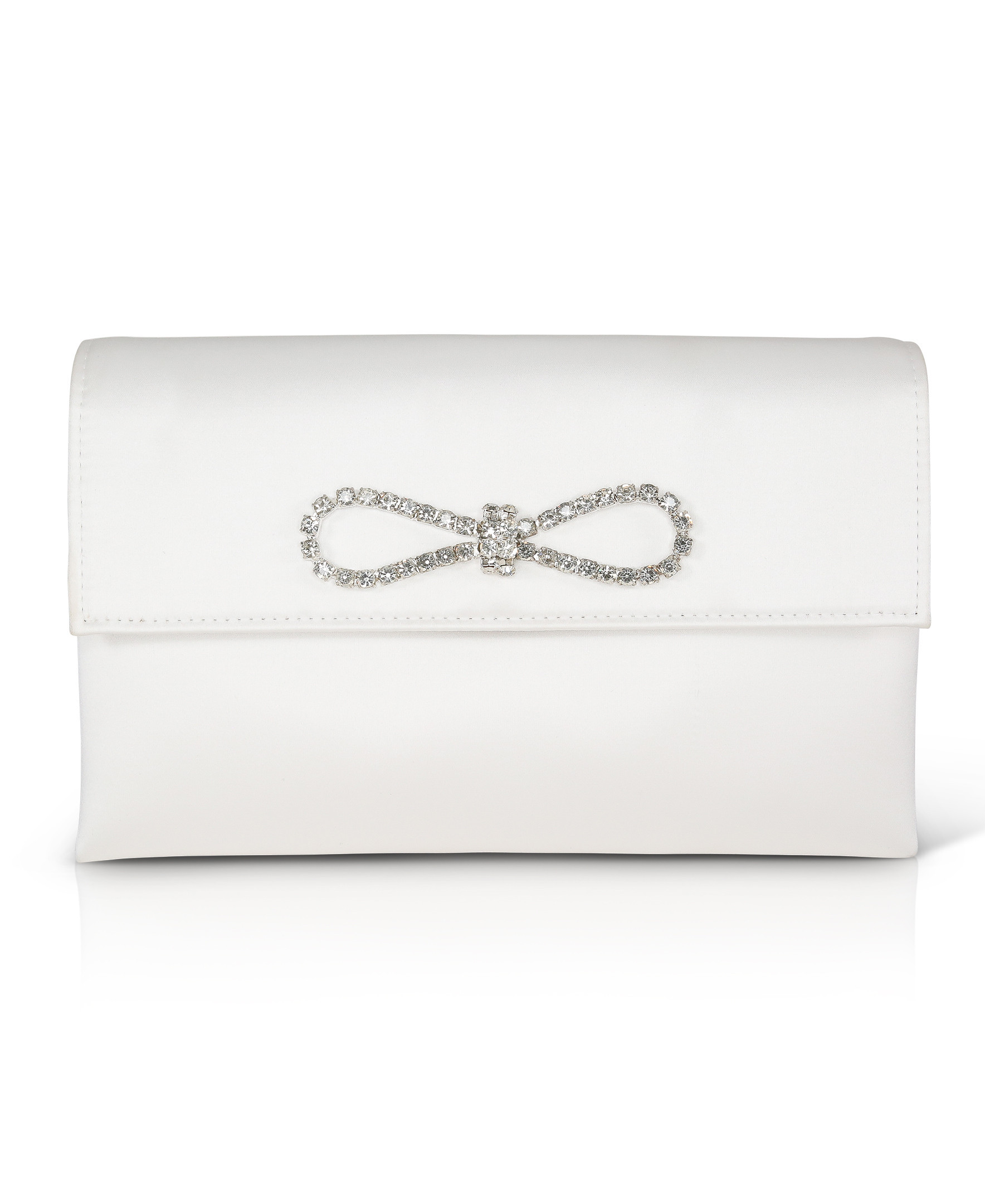 Alicia Satin Envelope with Crystal Bow | Badgley Mischka