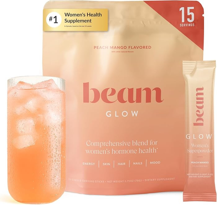BEAM Glow Hormone Support & Cortisol Supplement for Women - Daily Vitamins for Women with Ashwaga... | Amazon (US)