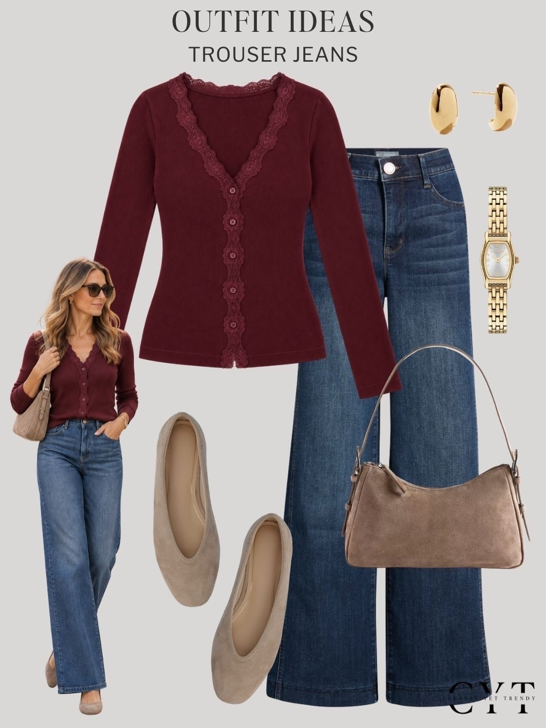 6 ways to wear trouser jeans in the Fall season 🍂

short sleeve sweater, wide leg jeans, suede, ballet flats, cardigan, lace, taupe, tote, chocolate brown, utility jacket, trench, ribbed top, belt, argyle, trainers, low profile sneakers, boots, blazer, loafers, tee
#FallOutfitIdeas #CasualChic #StreetStyle #AutumnFashion #QuietLuxury
