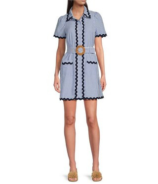 SAIL to SABLE x Style Charade Ella Stripe Print Point Collar Short Sleeve Dress | Dillard's | Dillard's