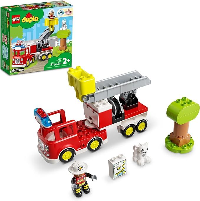 LEGO DUPLO Town Fire Truck 10969 Building Toy Set for Toddlers, Preschool Boys and Girls Ages 2-5... | Amazon (US)
