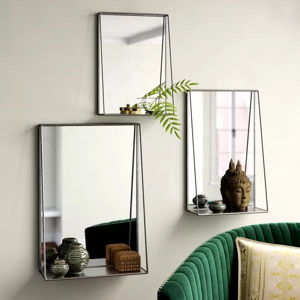3 Piece Clarkston Rectangular Metal Industrial Accent Mirror Set | Wayfair North America
