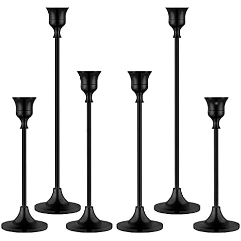 Matte Black Candle Holders Set,6 PCS Taper Candle Holders Candlestick Holders for 3/4Inch Thick C... | Amazon (US)