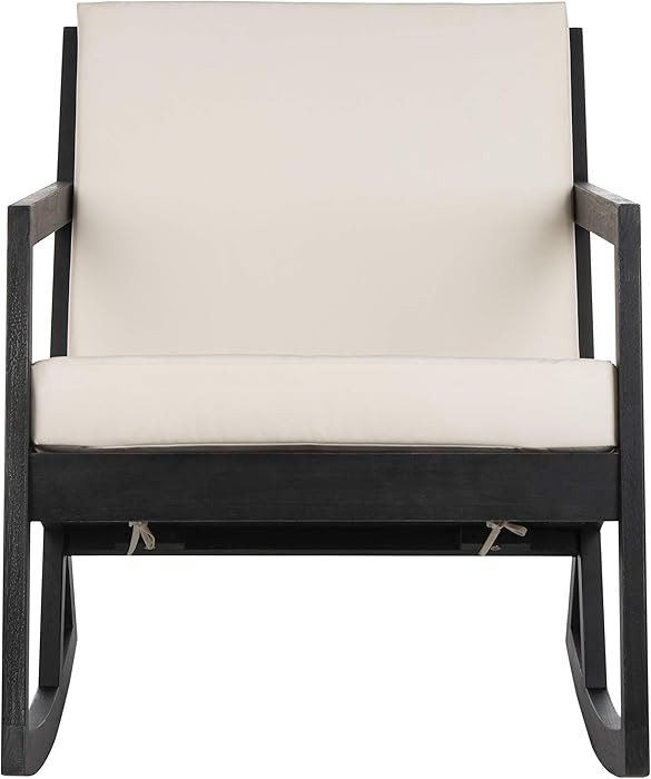 Safavieh PAT7013F Outdoor Collection Vernon White Rocking Chair, Black/Beige | Amazon (US)