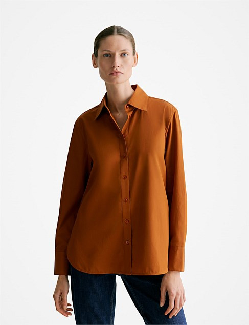 Trenery Cotton Poplin Long Sleeve Shirt | David Jones | David Jones (Australia & New Zealand)
