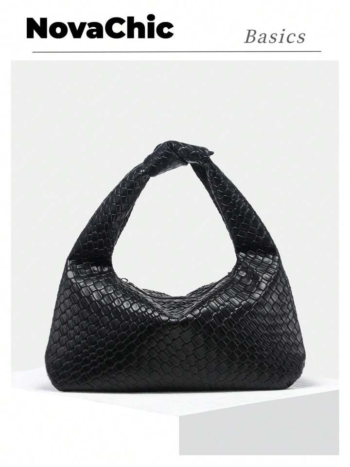 1pc Vintage, Simple, Fashionable Women's Wrist Knot Weave Pattern Style Zip Closure Handbag, Suit... | SHEIN